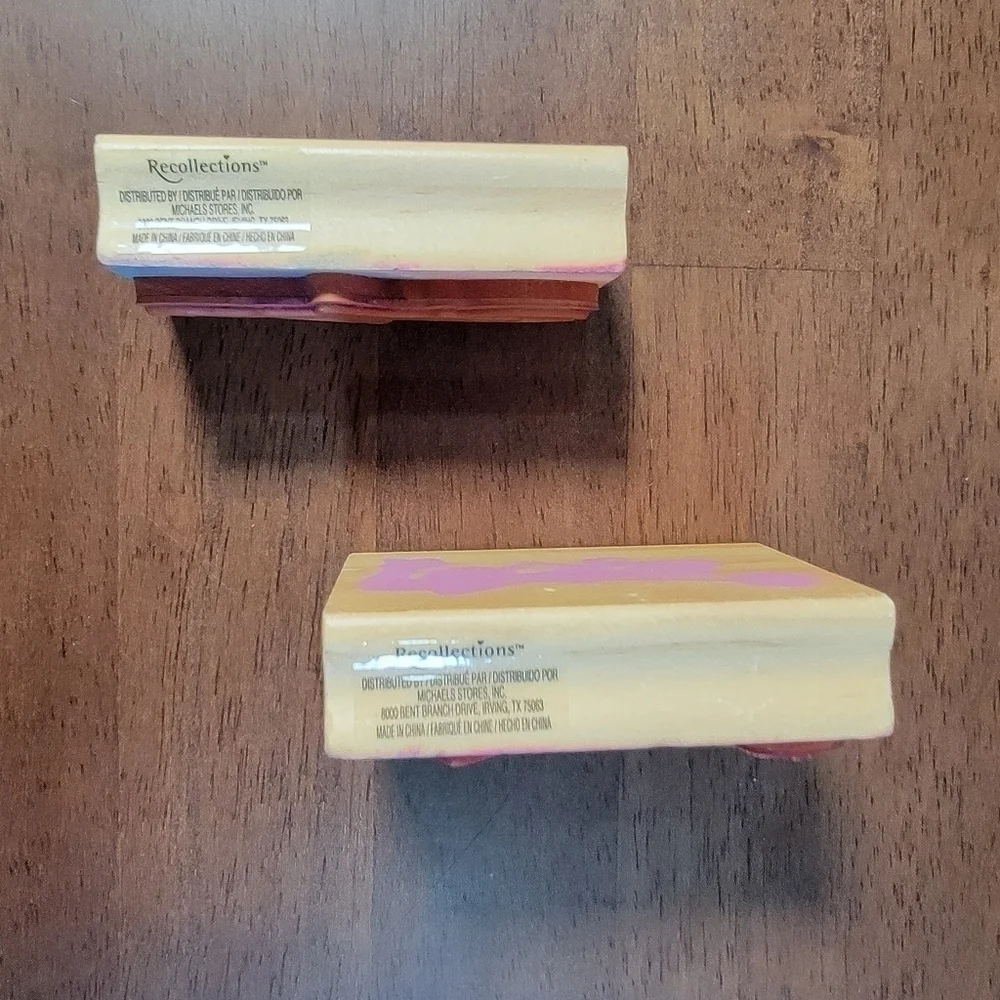 Lot of 2 wooden block rubber stamps Cheerleader Ballerina